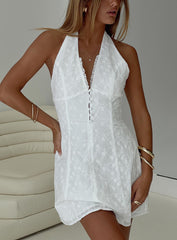 Lovelia Halter Embroidered Mini Dress White