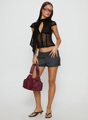 Body Electric Low Rise Shorts Grey Pinstripe