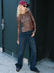 California King Mid Rise Straight Leg Jeans Dark Blue