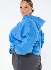 Princess Polly Hooded Sweatshirt Bubble Text Blue / Yellow Curve