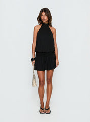 Lealeia Halter Slouch Mini Dress Black