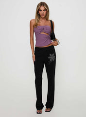 Quotation Diamante Flare Pants Black