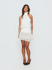 Zenayda Drop Waist Sequin Mini Dress White