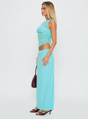 Aristocrat One Shoulder Mesh Set Blue